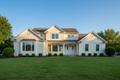 Clean suburban house exterior after professional soft wash service
